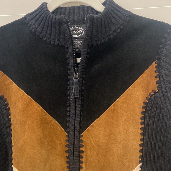 Y2K Designer Originals Beautifully Sewn 100% Leather Black Sweater sz.Small - Picture 3 of 10